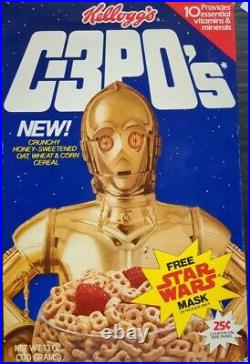 1984 Kellogg's Star Wars C-3PO's Cereal Box Stormtrooper Mask LUSASFILM