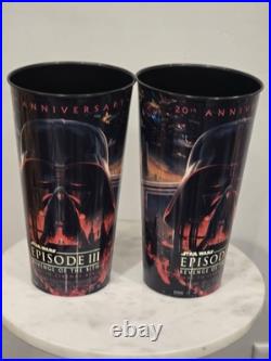 2X Cinemark 20th Star Wars Episode III Revenge Of The Sith Cup Brand New Fast Sh