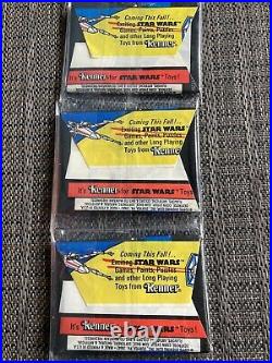 (3) 1977 Star Wars Topps Series One Wax Packs. All 3 Nice Gradable 7 Card Packs
