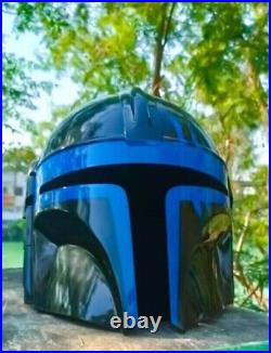 Black & Blue Colored Star Wars The Mandalorian Helmet, Wearable Boba Fett Steel