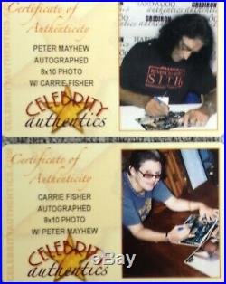 Carrie Fisher and Peter Mayhew Signed Star Wars 8×10 Photo Celebrity Authentics