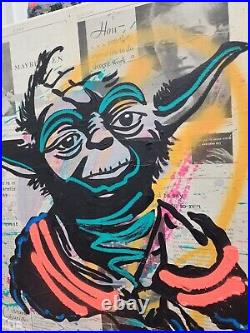 Corbellic Expressionism 16x20 Star Wars Yoda Classic Movie Canvas Original Art