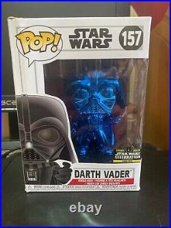 Darth Vader Funko Pop. Blue Chrome Limited 2500 Pcs. Star Wars Celebration 2019
