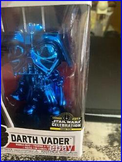 Darth Vader Funko Pop. Blue Chrome Limited 2500 Pcs. Star Wars Celebration 2019