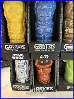 Disney Star Wars Geeki Tiki Mug Lot Of 10 Grogu Boba Lando Yoda Sand++ New