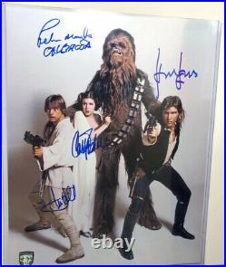 Fisher Ford Hamill Mayhew Signed 11x14 Photo Star Wars Official Pix OPX BAS PSA