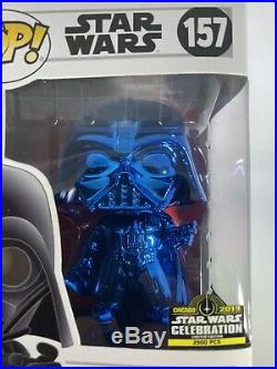 Funko Pop #157 Blue Chrome Darth Vader LE 2500 STAR WARS CELEBRATION Protector