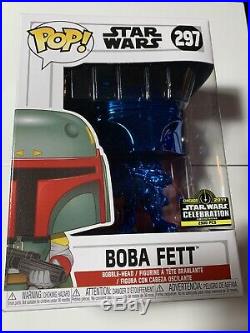 Funko Pop! CLEAN MINT BOX Star Wars Celebration Exclusive Boba Fett Blue Chrome