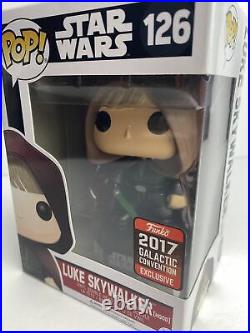 Funko Pop! Star Wars #126 Luke Skywalker (Hood) 2017 Galactic Con. WithProtector