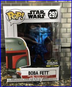 Funko Pop Star Wars Boba Fett 297 Blue Green Gold Chrome Exclusive 2019
