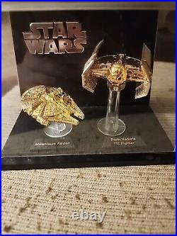 Gold Plated Milleniun Falcon And Darth Vadars TIE Fighter