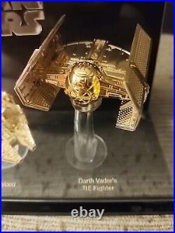 Gold Plated Milleniun Falcon And Darth Vadars TIE Fighter