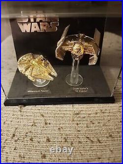 Gold Plated Milleniun Falcon And Darth Vadars TIE Fighter