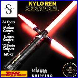 Kylo Ren Xenopixel Lightsaber Star Wars Force FX Lightsaber Metal Hilt 34 Fonts