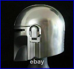 LARP Steel Mandalorian Helmet With Liner and Chin Strap Star Wars Helmet Replica