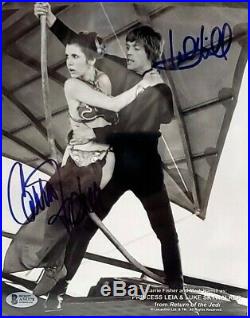 MARK HAMILL & CARRIE FISHER Signed Star Wars Autographed 8x10 Photo BAS Slabbed