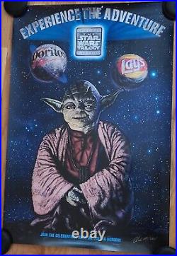 Rare Signed Star Wars Original Trilogy Poster Yoda Dorito/lays C. Mitchell