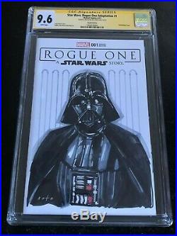 STAR WARS ROGUE ONE #1 CGC 9.6 PHIL NOTO Darth Vader Sketch Blank Variant Cover