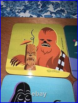 Shag Star Wars Coasters, Box & Display Rack Vader Yoda Chewy Tiki Cork Full Set