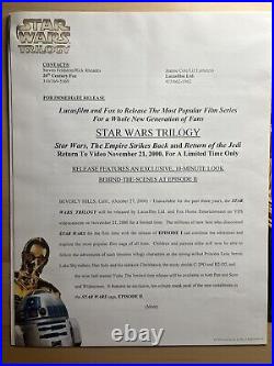 Signed Star Wars Trilogy JP Press Release Cast Signed Baker, Bulloch, Mayhew