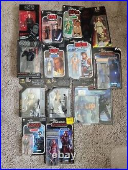 Star Wars Black Series Lot, Six Inch Fig. Mandalorian, Anakin, With Display Stands