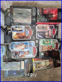 Star Wars Black Series Lot, Six Inch Fig. Mandalorian, Anakin, With Display Stands