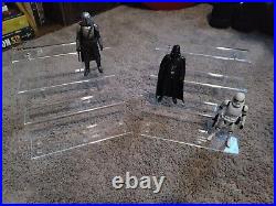 Star Wars Black Series Lot, Six Inch Fig. Mandalorian, Anakin, With Display Stands