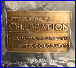 Star Wars Celebration 1999 logo Official Rare brass pin Denver Mint in Package
