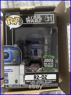 Star Wars Celebration 2022 R2-D2 Diamond Pop And Loungefly Bag LE 3000 Pieces