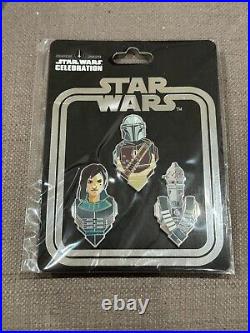 Star Wars Celebration Anaheim 2020 Pin Set MANDALORIAN CARA DUNE & IG-11 3 NEW