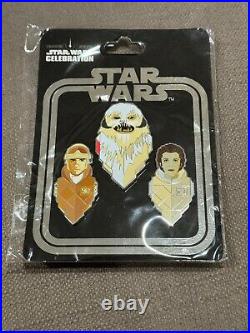 Star Wars Celebration Anaheim Exclusive Esb 3 Pin Set Hoth Leia Luke Wampa