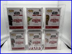 Star Wars Celebration Funko POP! Blue chrome exclusive set of 6 2500 GRADED 95