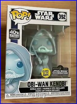 Star Wars Celebration Obi-Wan Kenobi Glow GITD #392 Funko Pop 1/3000 + GRAIL