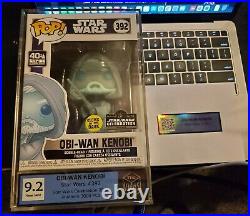 Star Wars Funko POP 392 Obi-Wan Kenobi Holo GITD 2020 VVGS 9.2 NM Graded