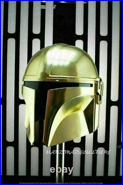 Star Wars Mandalorian Golden Helmet For Larp / Costume / Role play