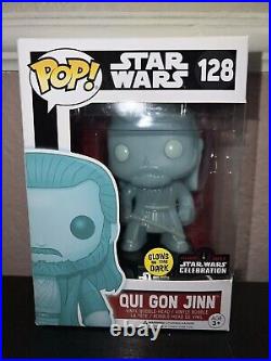 Star Wars Qui Gon Jinn GITD Star Wars Celebration Funko Pop! #128