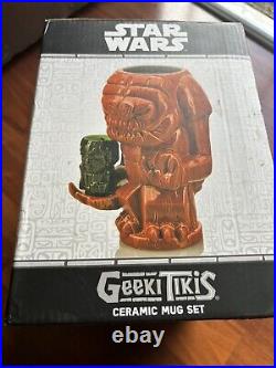 Star Wars Rancor & Jedi Luke Ceramic Geeki Tiki Mug Set Celebration Exclusive