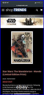 Star Wars The Mandalorian Mando Limited-Edition Print Framed 91/300 Rare HTF
