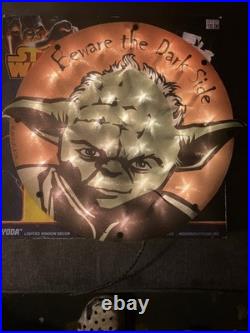 Star Wars Yoda Lighted Wall Decor by Lucasfilm 2013 Vintage BEWARE THE DARK SIDE