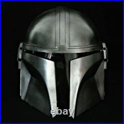 Steel Mandalorian Helmet With Liner And Chin Strap For LARP Costumes Role Plays