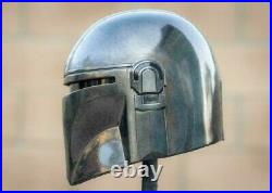 Steel The Mandalorian Helmet and Chin Strap For LARP/Costumes/Role Plays Helmet
