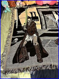 Vintage Star Wars Episode 1 Throw Blanket JEDI Obi-Wan Kenobi & Qui-Gon Jinn